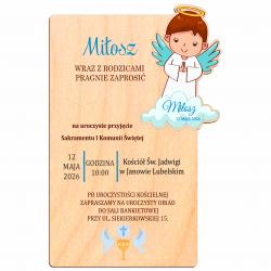 Zaproszenie na Komunię z magnesem od chłopca