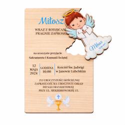 Zaproszenie na Komunię z magnesem od chłopca