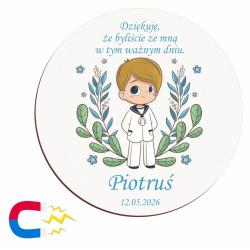 Magnes podziękowanie dla gości Komunia od chłopca