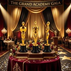 Mini Złote Trofea Oscar 15.2 cm plastikowe z...