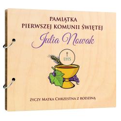 Drewniany album z kielichem pamiątka Pierwszej...