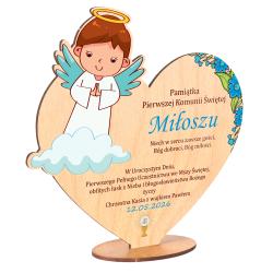 Drewniana statuetka aniołek dla chłopca...