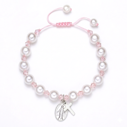 Bransoletka komunijna białe perełki krzyżyk...