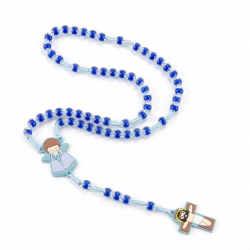 Różaniec dla dziecka niebieskie koraliki anioł...