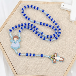Różaniec dla dziecka niebieskie koraliki anioł...