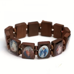 Bransoletka religijna drewniana święci Maryja...