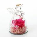 Wieczna róża w szkle anioł różowa prezent komunia
