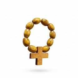 Drewniany różaniec na palec krzyżyk komunia...