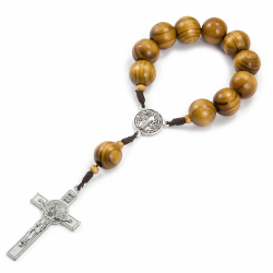Różaniec do auta drewniane koraliki krzyż medalik
