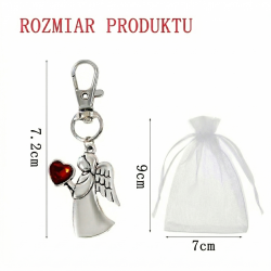 Brelok aniołek z sercem zestaw prezent organza