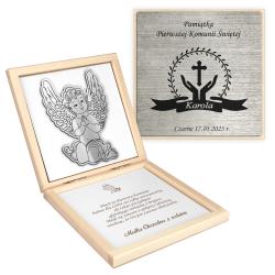Pamiątka I Komunia Święta z aniołem i grawerem