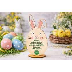 Kartka w formie statuetki z zającem świateczna...
