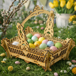 Kosz na święconkę drewniany ażurowy wielkanocny