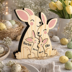 Drewniane zające z imionami personalizowane...