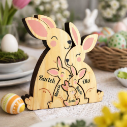 Drewniane zające z imionami personalizowane...