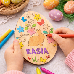 Pisanka drewniana z imieniem do kolorowania...