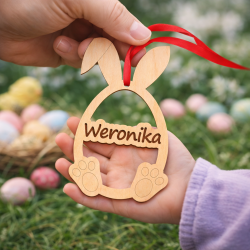 Grawerowany drewniany zajączek na Wielkanoc z...