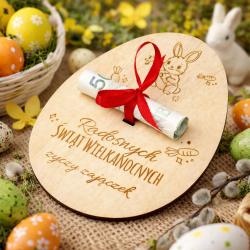 Bon Wielkanocny na pieniądze z życzeniami i...