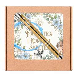 Zestaw komunia chłopiec bransoletka długopis imię