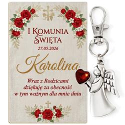 Brelok aniołek serce komunia podziękowanie dla...