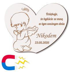 Magnes drewniany serce grawer komunia...