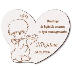 Magnes drewniany serce grawer komunia...