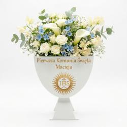 Flowerbox kielich Komunia personalizowany prezent