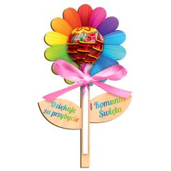 Podziękowanie dla gości Komunia lizak kwiatek...