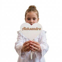 Topper serce z imieniem Komunia Święta dekoracja