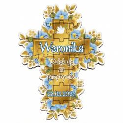 Puzzle komunijne krzyż z imieniem podziękowanie...