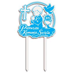 Topper komunijny chłopiec IHS dekoracja do kwiatów