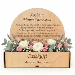 Podziękowanie komunijne flowerbox dla Chrzestnych