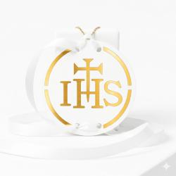 Zawieszka komunijna IHS na ławkę dekoracja...