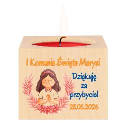 Drewniany świecznik komunia podziękowanie gości...