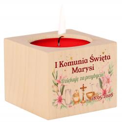 Świecznik komunijny kwiatowy podziękowanie dla...