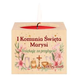 Świecznik komunijny kwiatowy podziękowanie dla...