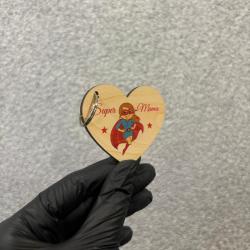 Drewniany brelok serce Super Mama prezent dla mamy