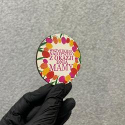 Drewniany okrągły magnes na dzień mamy z...
