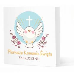 Zaproszenie na Komunię Świętą gołąbek pastelowe...
