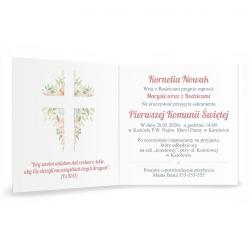 Zaproszenie komunijne kwiatowe wianek dziewczynka