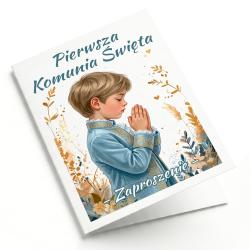 Zaproszenie komunijne chłopiec personalizowane...