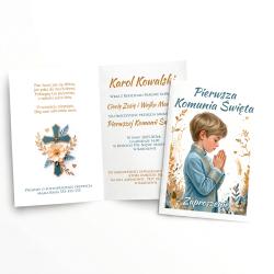 Zaproszenie komunijne chłopiec personalizowane...