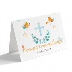 Zaproszenie komunijne chłopiec aniołki...