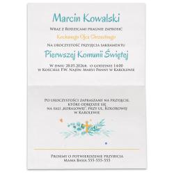 Zaproszenie komunijne chłopiec aniołki...
