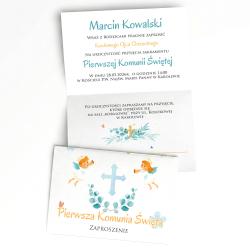 Zaproszenie komunijne chłopiec aniołki...
