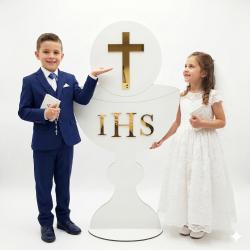 Dekoracja komunijna kielich złote IHS XXL 90cm...