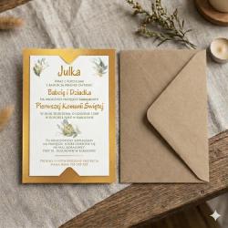 Złote zaproszenie Komunia Święta...