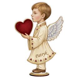 Statuetka anioł chłopiec z imieniem komunia 30 cm