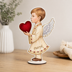 Statuetka anioł chłopiec z imieniem komunia 30 cm