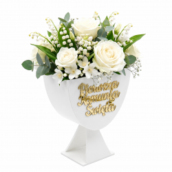 Flowerbox Komunia Święta kielich prezent komunijny